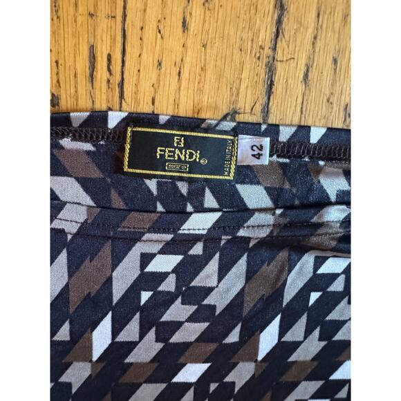 Fendi Vintage FF Geometric Zucca Short Sleeve Top IT 42 US 6 1990s Authentic - Picture 4 of 4